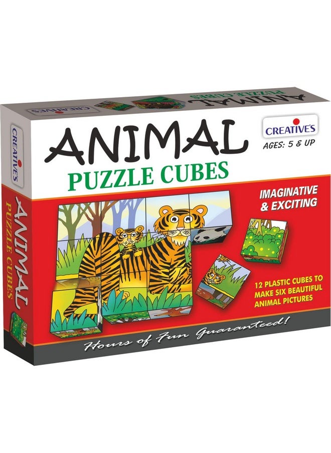 Creative's Creative Educational Aids P. Ltd. Kid Animal Puzzle Cubes (Multi-Color, 12 Cubes)  - Image 1
