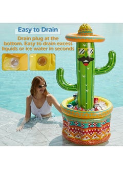 Jasonwell Inflatable Pool Party Cooler - Fiesta Cactus Ice Bucket Luau Hawaiian Tropical Beach Themed Birthday Easter Party Decorations Favors Supplies Decor Blow Up Drink Cooler Outdoor Kids Adults  - Image 4