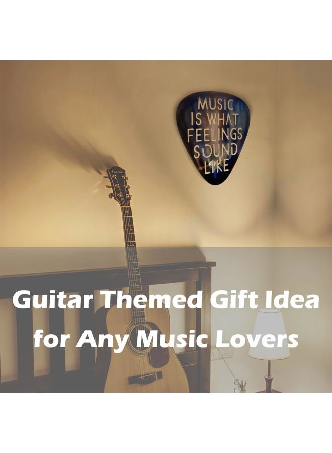 AZEZO Metal Guitar Pick Décor, 12''x10'' Music Wall Art, Stainless Guitar Wall Art, Featuring ‘Music Is What Feelings Sound Like' - Image 3