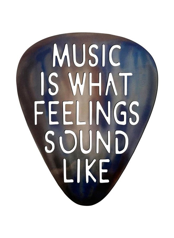 AZEZO Metal Guitar Pick Décor, 12''x10'' Music Wall Art, Stainless Guitar Wall Art, Featuring ‘Music Is What Feelings Sound Like' - Image 1