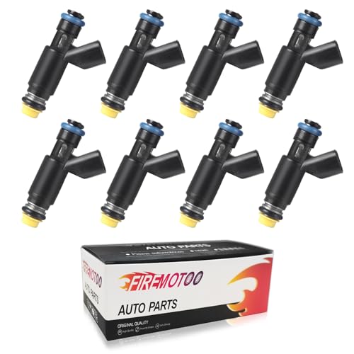 FIREMOTOO Fuel Injectors Set of 8 Compatible with Fuel Injectors Chevy Tahoe Silverado Suburban Avalanche Express 1500 GMC Yukon Sierra Savan 1500 53L 20022007 Replace 25326903 12580426 4 Holes - Image 1