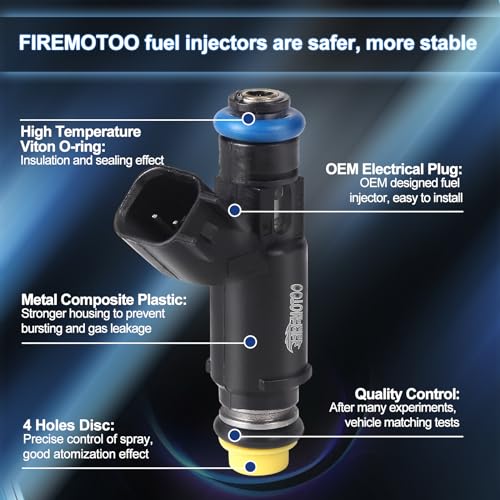 FIREMOTOO Fuel Injectors Set of 8 Compatible with Fuel Injectors Chevy Tahoe Silverado Suburban Avalanche Express 1500 GMC Yukon Sierra Savan 1500 53L 20022007 Replace 25326903 12580426 4 Holes - Image 3
