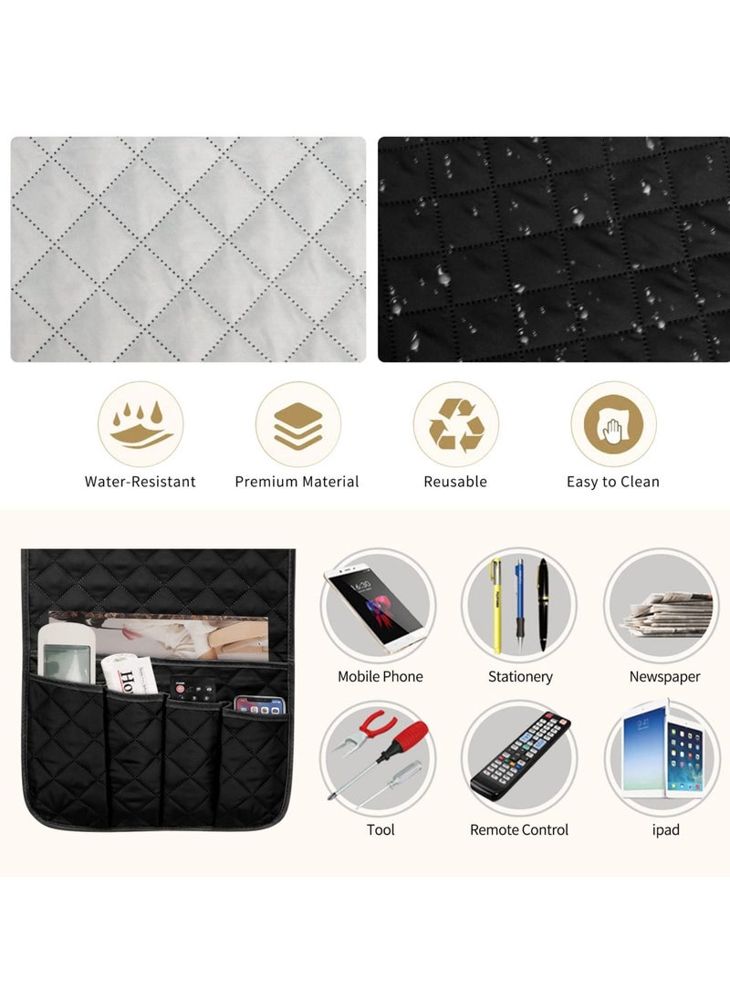 Sofa Armrest Organizer, Remote Control Holder for Recliner Couch, Arm Chair Caddy with 5 Pockets for Magazine-Remote control-Tablet-Phone-iPad-Books-Glasses