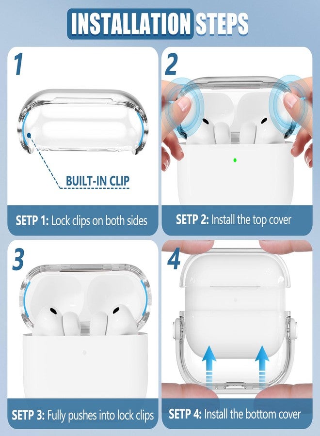 Wowwat for Airpods Pro 3 Case,Safety Lock Cases for Apple Airpod Pro 3 (2025) with Cleaner Kit, Drop Protection Air pods Pro3 Case Cover for Men for Women with Keychain,Clear+White - Image 5