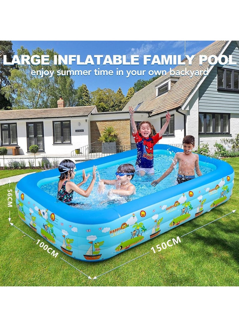 Inflatable Swimming Pools Adult Thickened Family Swimming Pool Toddler Swimming Pool 150x 100x 56Cm Baby Paddling Pool For Garden Backyard Outdoor  - Image 5