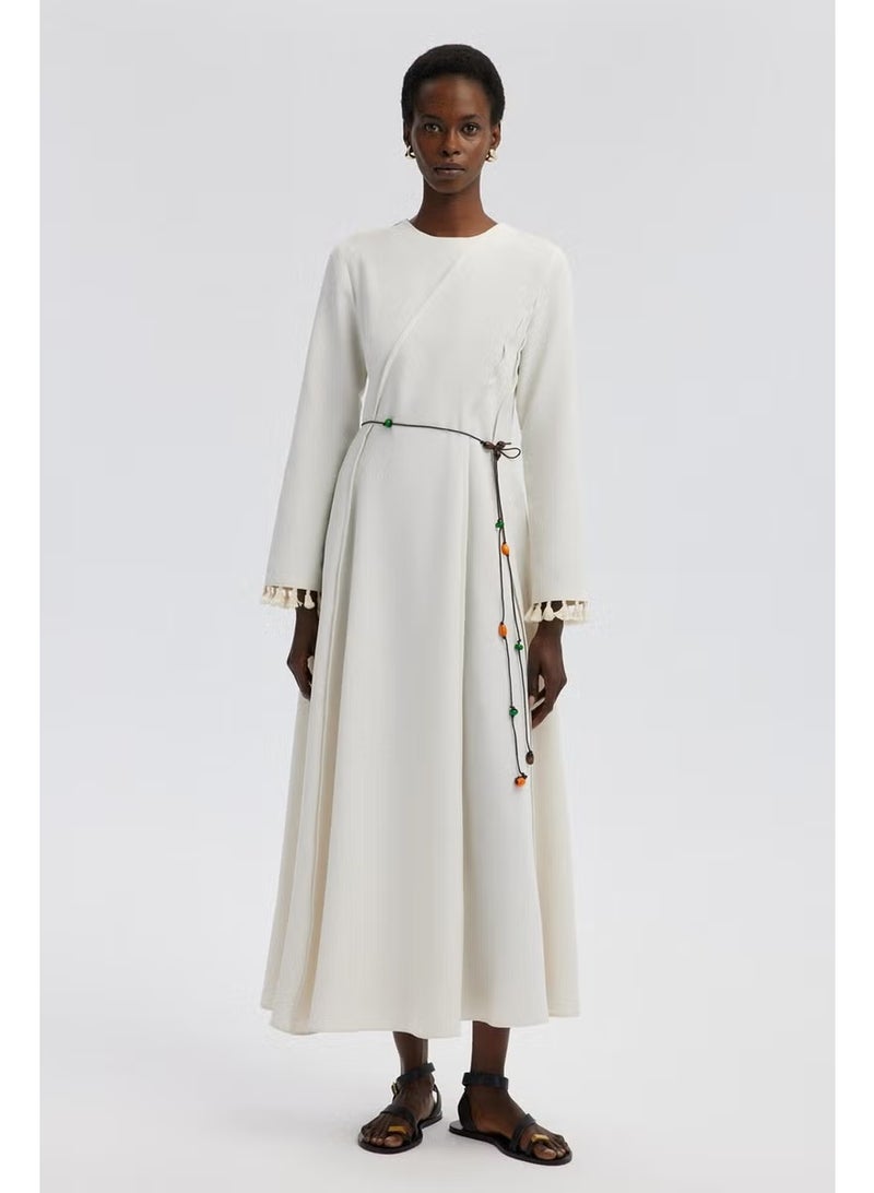 Touche Rib Detailed Linen Dress - Image 1