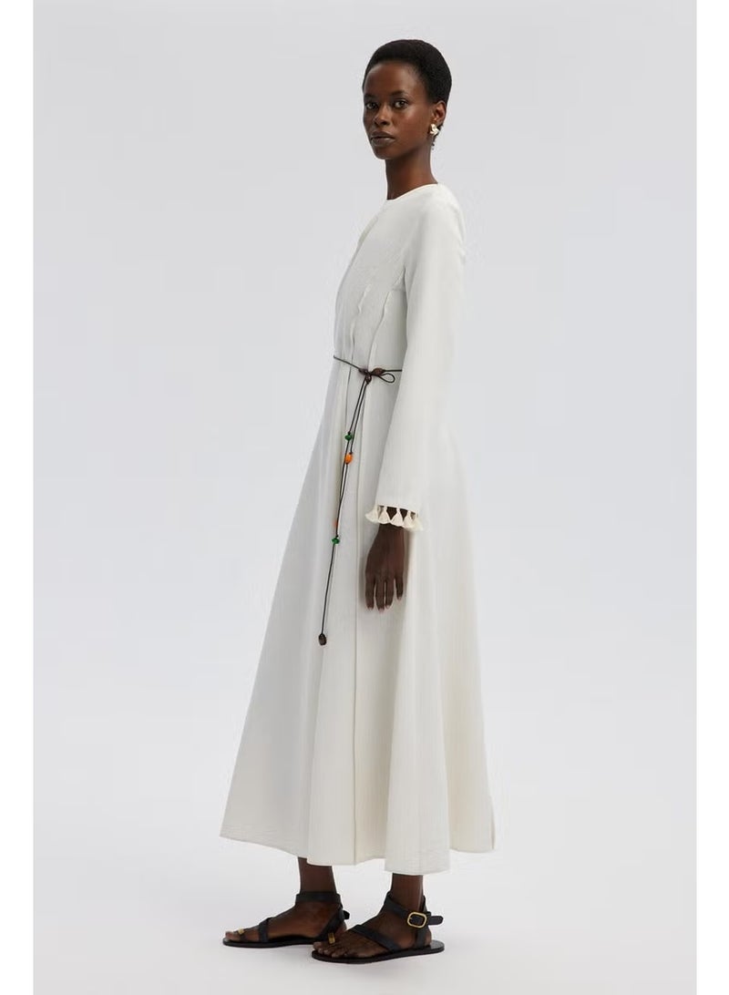 Touche Rib Detailed Linen Dress - Image 3