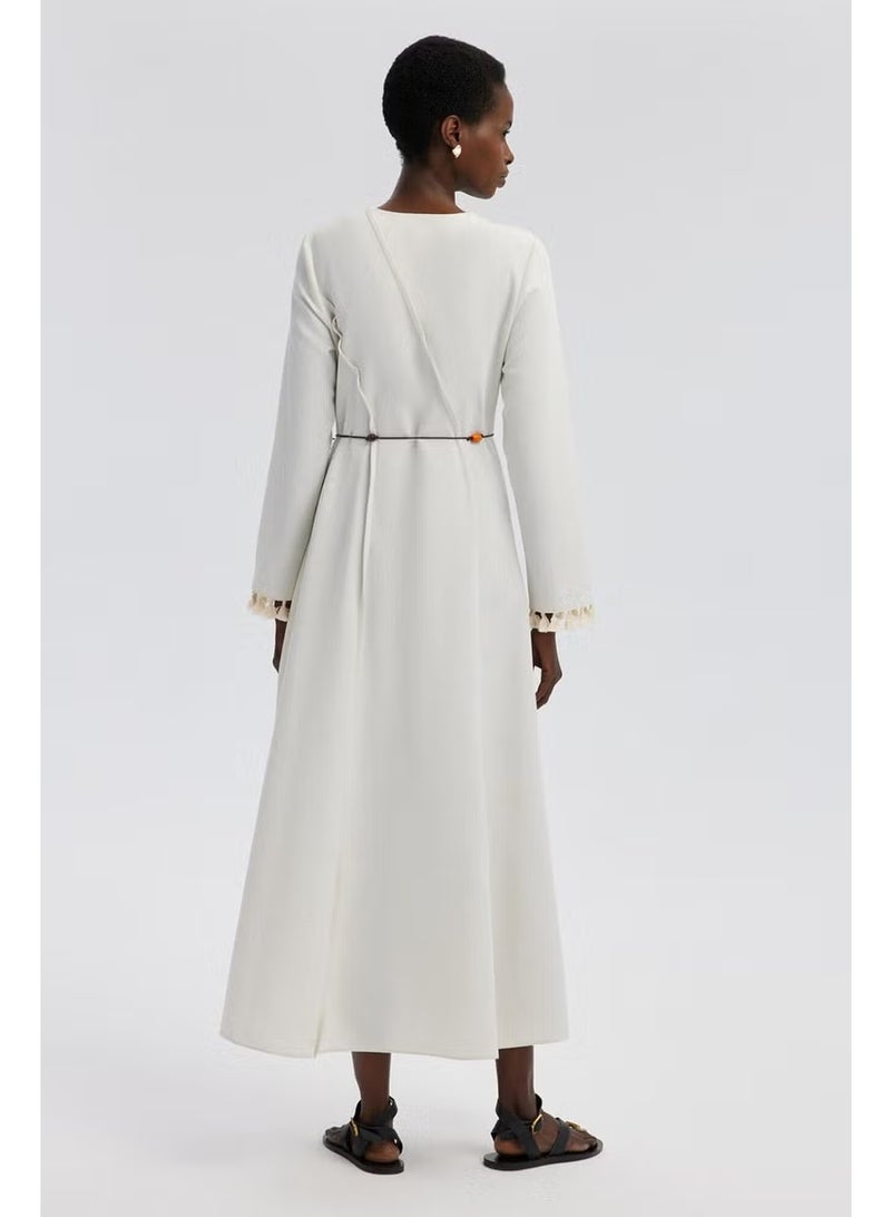 Touche Rib Detailed Linen Dress - Image 4
