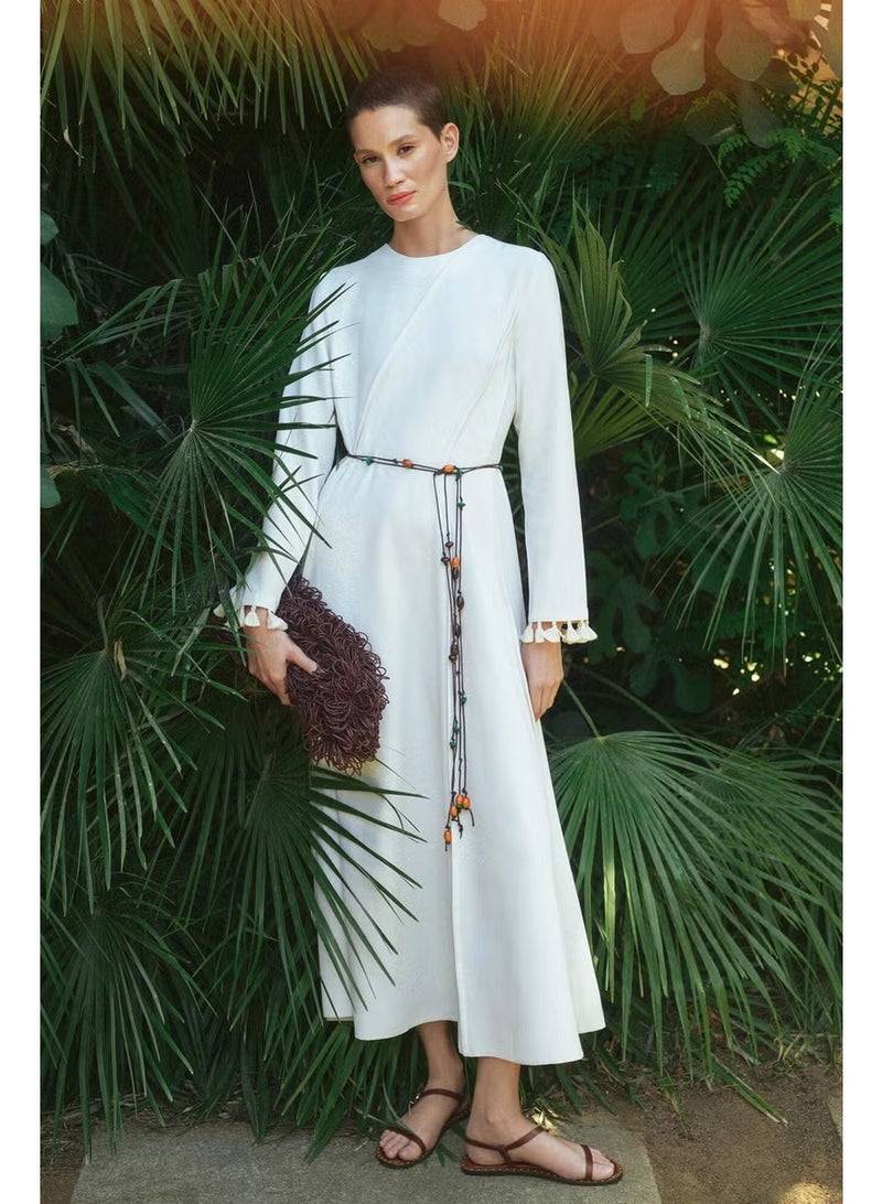 Touche Rib Detailed Linen Dress - Image 5