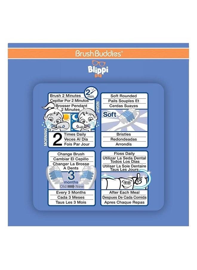 Brush Buddies - Blippi Kids Toothbrushes Kit, Manual Toothbrushes for Kids, Toothbrush for Toddlers 2-4 Years, Travel Toothbrush Kit with Cover and Cup, 3PC - Image 1