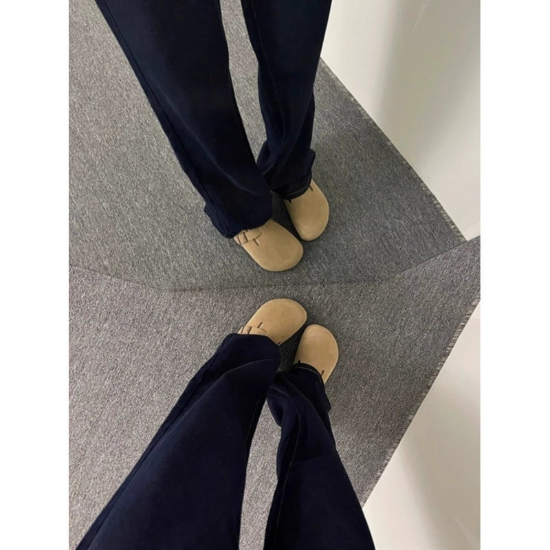 American-Style Blue Extended Wide-Leg Jeans For Women, Autumn New High-Waisted Loose Slimming Drape Extended Floor-Length Pants - Image 5