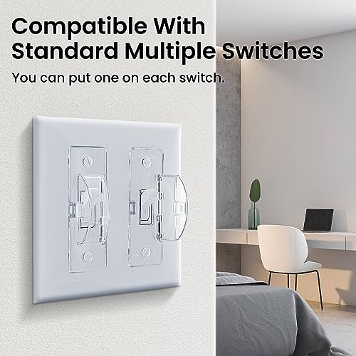 Roxiuc 2 Pack Clear Light Switch Guard - Child Proof, Double Buckle, Dimmer Compatible, Indoor/Outdoor, 2 Count, 3.5 x 1 inches - Image 5
