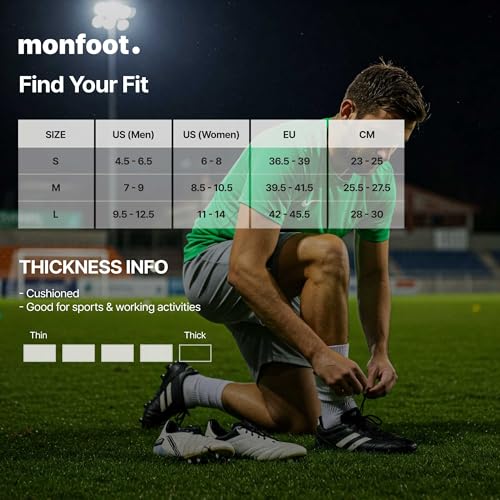 MONFOOT Men's/Women's 4 Pairs Athletic Cushion Crew Socks, Happy Smile Medium Multipack - Image 3