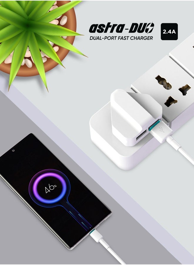Seeken - SEEKEN Astra Duo Power Adapter Mobile charger - White | Travel Adapter | Multiport Adapter | Campatible with Iphone, Samsung | Premium Design | High-Quality. - Image 1