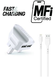 SEEKEN Astra Duo Power Adapter Mobile charger - White | Travel Adapter | Multiport Adapter | Campatible with Iphone, Samsung | Premium Design | High-Quality.