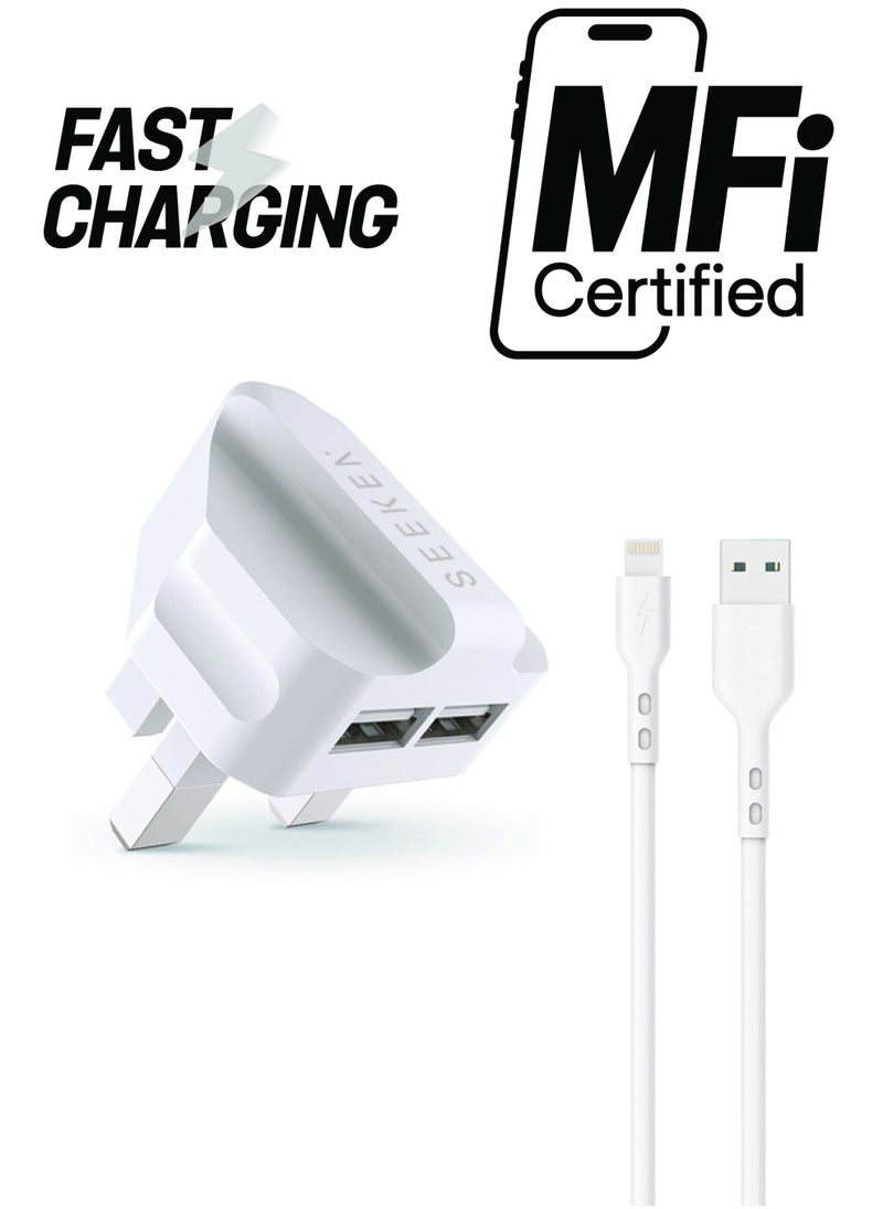 Seeken - SEEKEN Astra Duo Power Adapter Mobile charger - White | Travel Adapter | Multiport Adapter | Campatible with Iphone, Samsung | Premium Design | High-Quality. - Image 1
