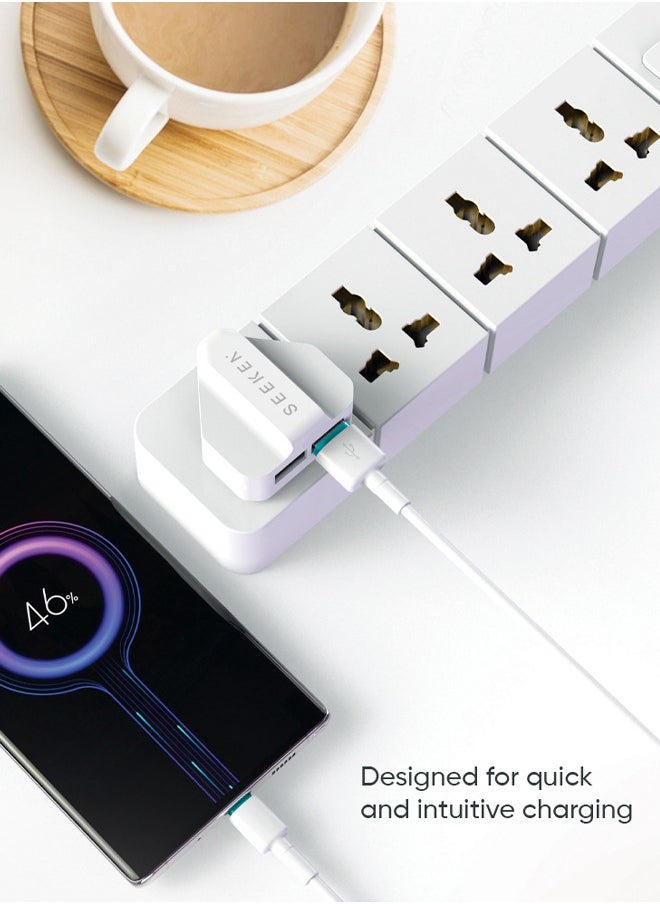 Seeken - SEEKEN Astra Duo Power Adapter Mobile charger - White | Travel Adapter | Multiport Adapter | Campatible with Iphone, Samsung | Premium Design | High-Quality. - Image 1