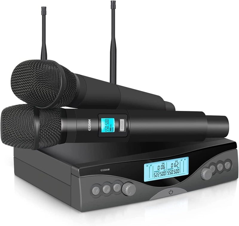 نظام ميكروفون لاسلكي احترافي Arabest G320AM UHF مزدوج يدوي ديناميكي للحفلات الغنائية وحفلات الزفاف مع نطاق تردد قابل للتعديل يصل إلى 50 مترًا - Image 1