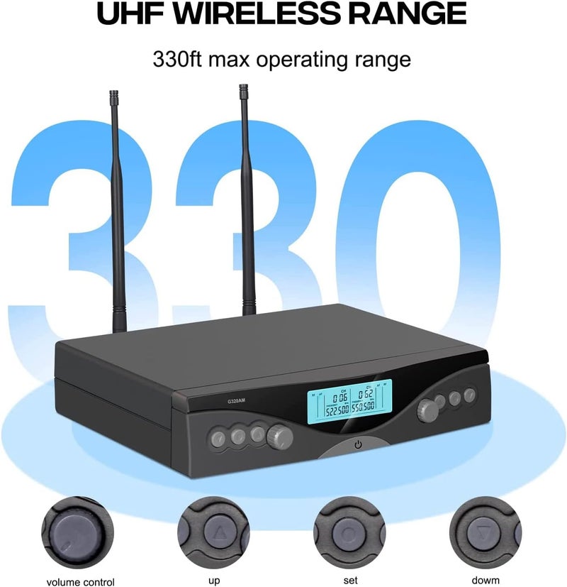 نظام ميكروفون لاسلكي احترافي Arabest G320AM UHF مزدوج يدوي ديناميكي للحفلات الغنائية وحفلات الزفاف مع نطاق تردد قابل للتعديل يصل إلى 50 مترًا - Image 3