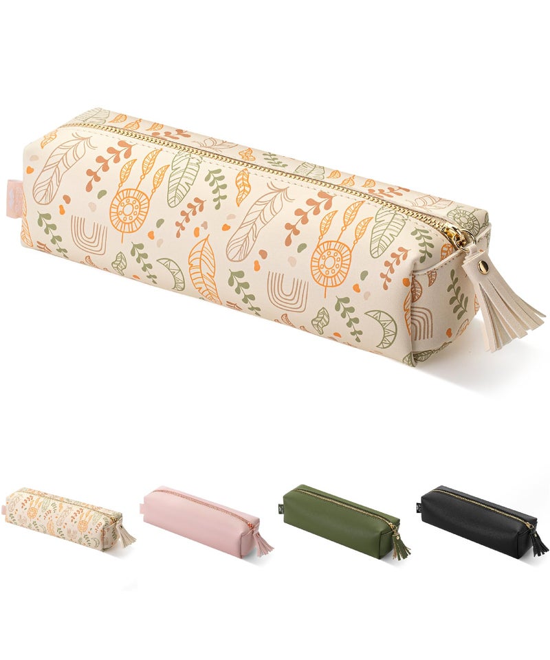 Mr Pen PU Leather Boho Style Pencil Case Slim Aesthetic Leather Pouch