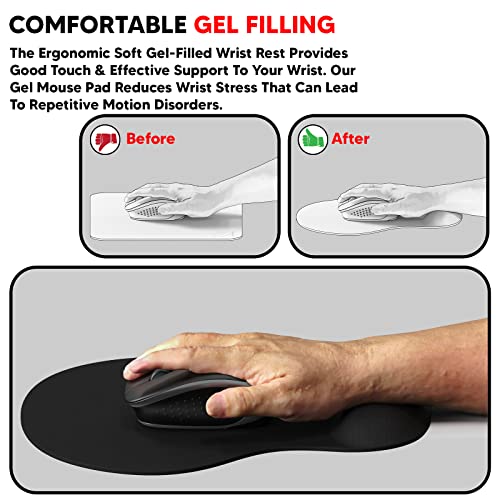 ls lapster Lapster Gel Mouse pad with Wrist Rest, Gaming Mouse Pad with Lycra Cloth Nonslip for Laptop, Computer, Home & Office (Black) - Image 5
