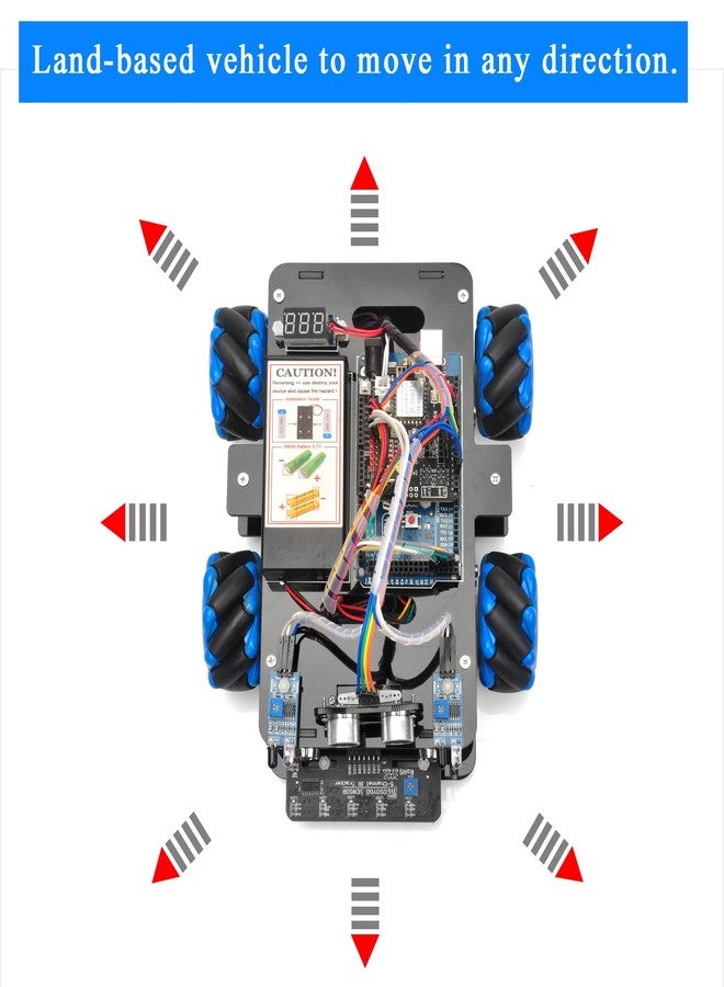 OSOYOO Mecanum Wheels Robot Car Kit for Arduino Mega2560 STEM Remote Controlled DIY Coding Learning & Programming Kit Omni Directional (for arduino) - Image 3