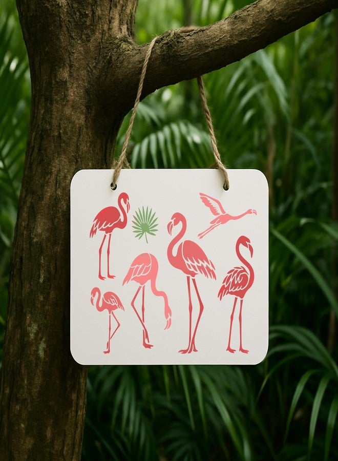 beinkmake 6Pcs Flamingo Stencil PET Painting Templates Drawing Inlay Border Stencils for Furniture Reusable DIY Craft for Wall Wood Fabric Canvas Paper Home Decor 11.7inch - Image 5