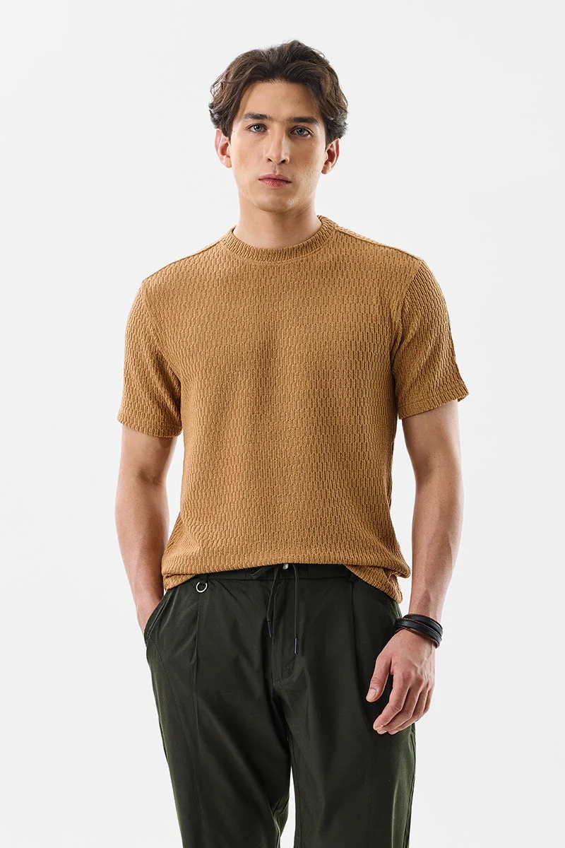 سنيتش Black Textured Short Sleeve Slim Fit T-Shirt