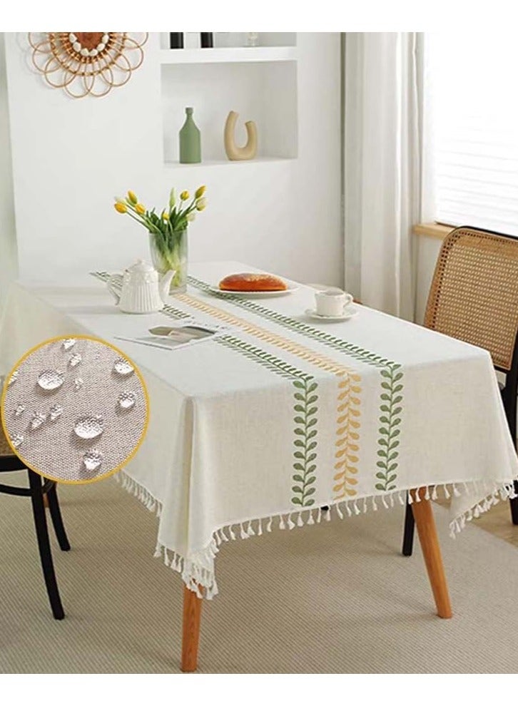 YIM-VIBEHAUS Tablecloth Rectangle Table Cloth with Tassels Wrinkle Free Table Cover for Kitchen, Dining, Outdoor 140 x 180 cm - Image 1