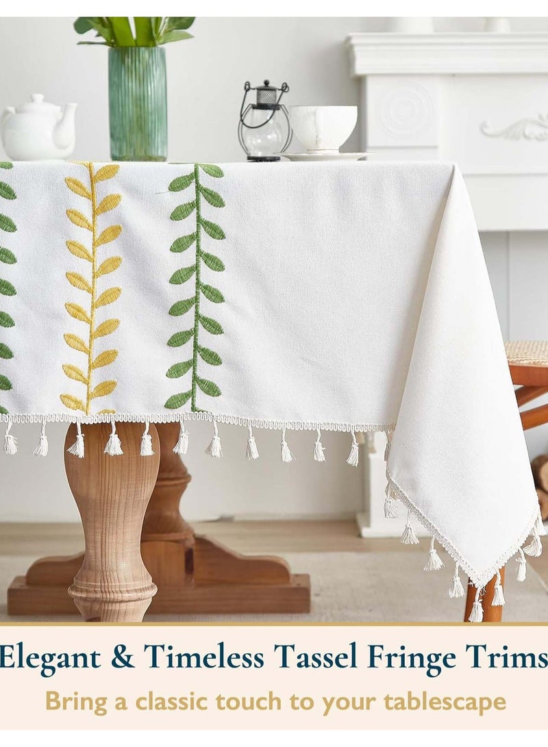 YIM-VIBEHAUS Tablecloth Rectangle Table Cloth with Tassels Wrinkle Free Table Cover for Kitchen, Dining, Outdoor 140 x 180 cm - Image 3