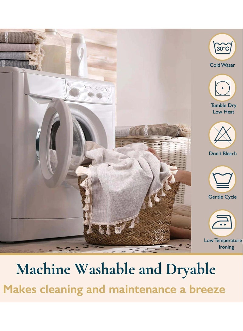 YIM-VIBEHAUS Tablecloth Rectangle Table Cloth with Tassels Wrinkle Free Table Cover for Kitchen, Dining, Outdoor 140 x 180 cm - Image 5