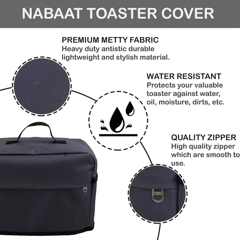 NABAAT 2 slice Toaster cover with pockets to hold jam spreader knife & toaster tongs,dust and fingerprint protection (Grey) - Image 2