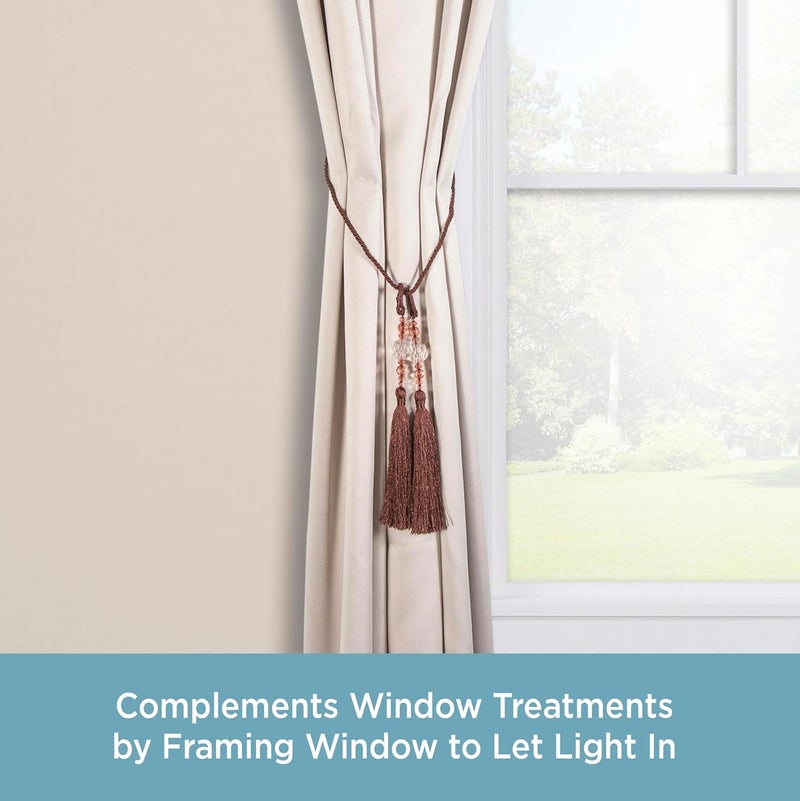 Kenney Small Bead Rope Window Curtain Tieback, Chocolate - Image 1