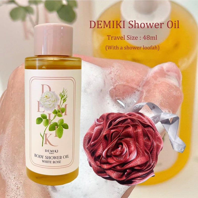 DEMIKI Bath Loofah Sponge Shower Oil Body Wash 162 floz 48ml Hydrating Nourishing for Sensitive Skin Soft Exfoliating Body Sponge Winter Care Bath Oil - Image 2
