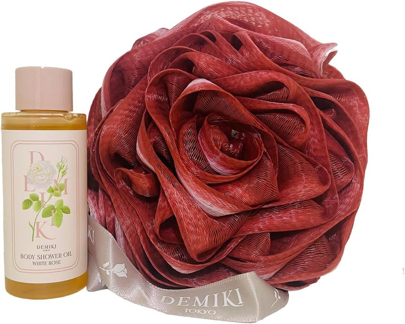DEMIKI Bath Loofah Sponge Shower Oil Body Wash 162 floz 48ml Hydrating Nourishing for Sensitive Skin Soft Exfoliating Body Sponge Winter Care Bath Oil - Image 1
