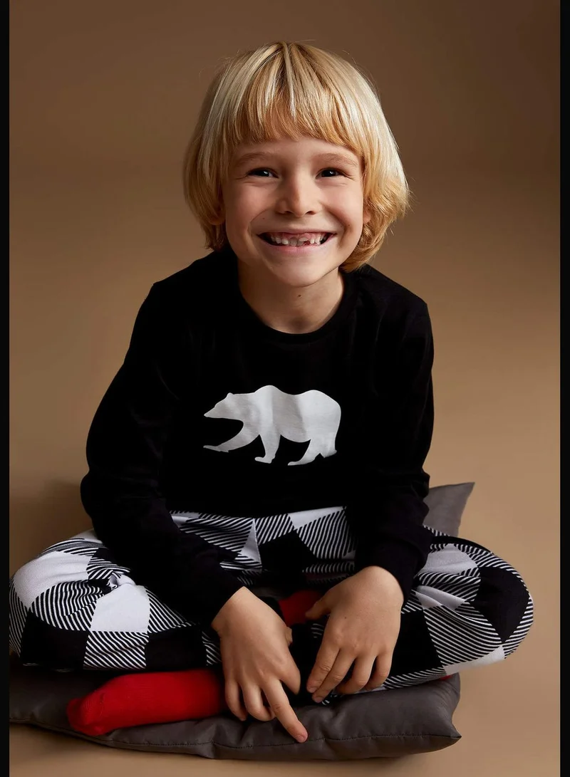 DeFacto Regular Fit Long Sleeve Square Print Pyjamas Set