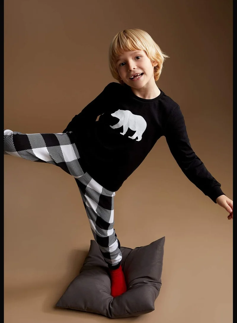 DeFacto Regular Fit Long Sleeve Square Print Pyjamas Set