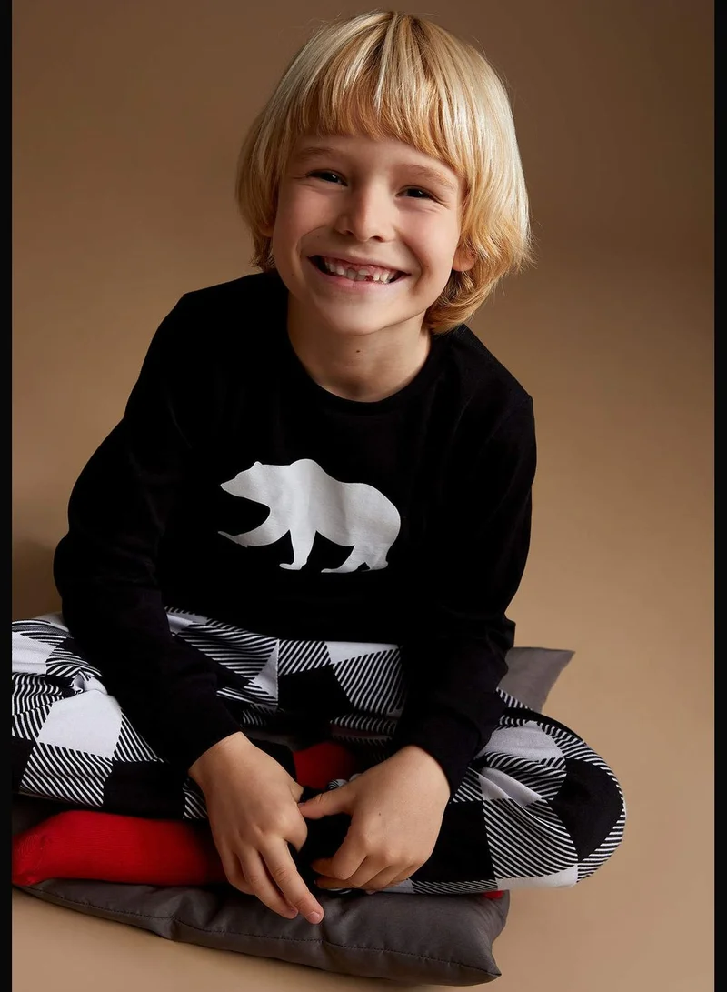 DeFacto Regular Fit Long Sleeve Square Print Pyjamas Set