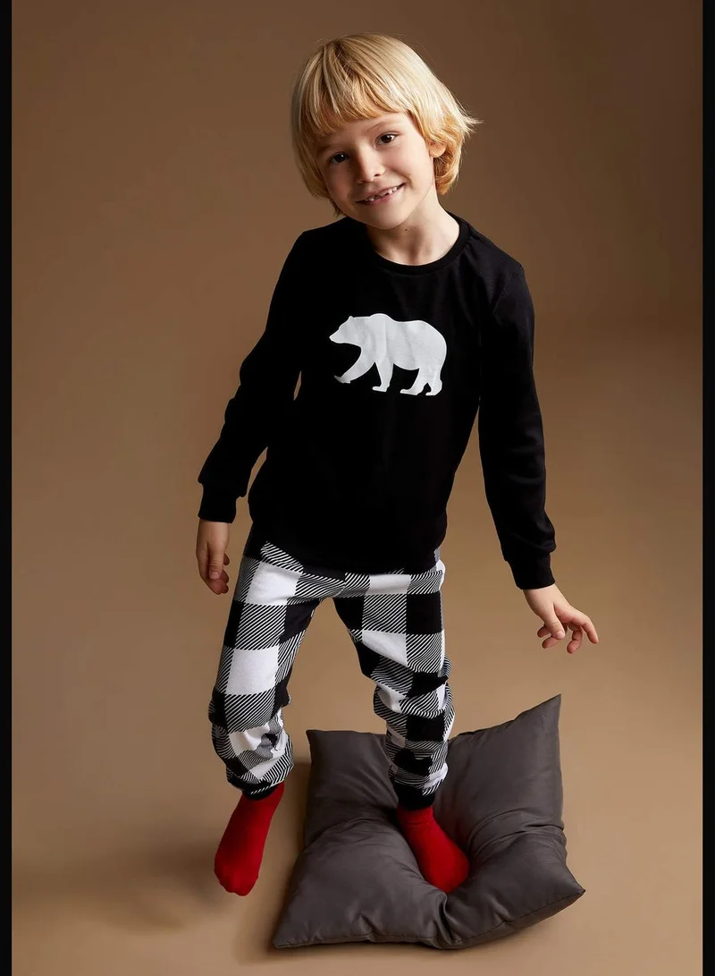 DeFacto Regular Fit Long Sleeve Square Print Pyjamas Set