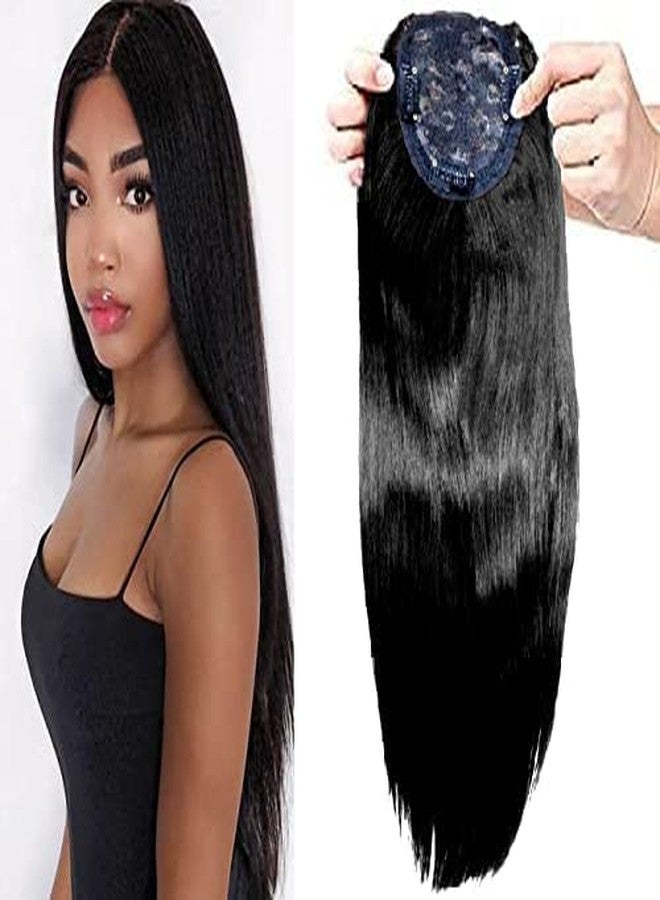 Confidence Straight Black Silk Base Clip In Hair Topper Closure For Women - Image 1