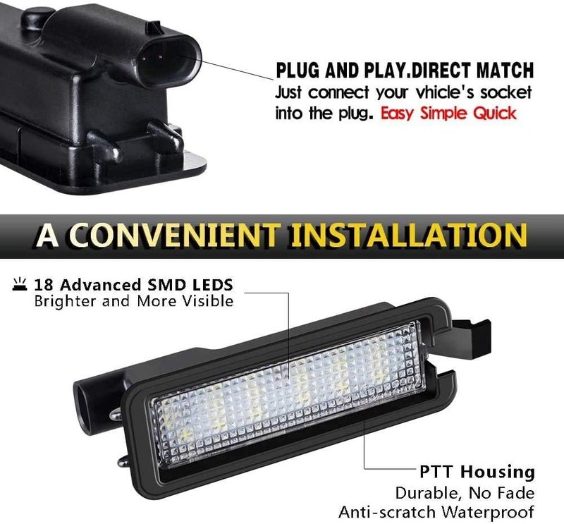 MOFORKIT مجموعة إضاءة لوحة الترخيص LED لسيارات دودج تشارجر 2015-2019، دودج تشالنجر، كرايسلر 300، باسيفيكا، جيب كومباس، لون أبيض ماسي 6000K، عبوة من 1 قطعة - Image 5
