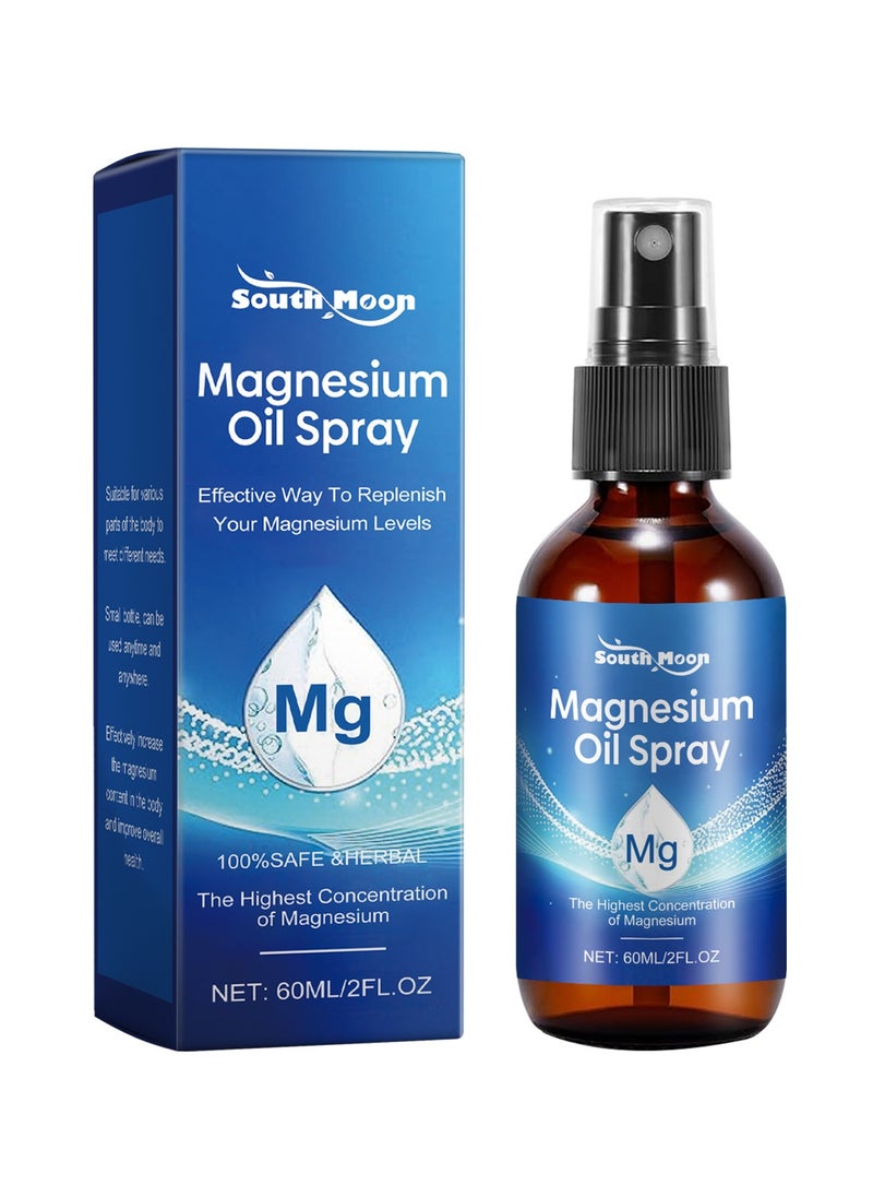 SOUTH MOON - Pure Magnesium Oil Spray,Magnesium Spray for Sleep and Anxiety-100% Pure & Natural,Gluten Free,Non-GMO Magnesium Spray for Feet, Magical Topical Magnesium Body Spray-2.02 fl oz - Image 1