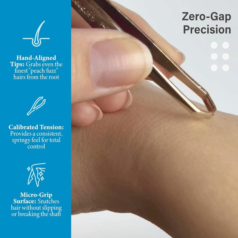 solingen Tweezers for Eyebrows | Slanted Tip | Professional Stainless Steel |Slanted Tip Tweezers | Best Shaped for Eyebrows Extensions Chin Cheek Face Facial Hair | Made in Germany (Gold) - Image 4
