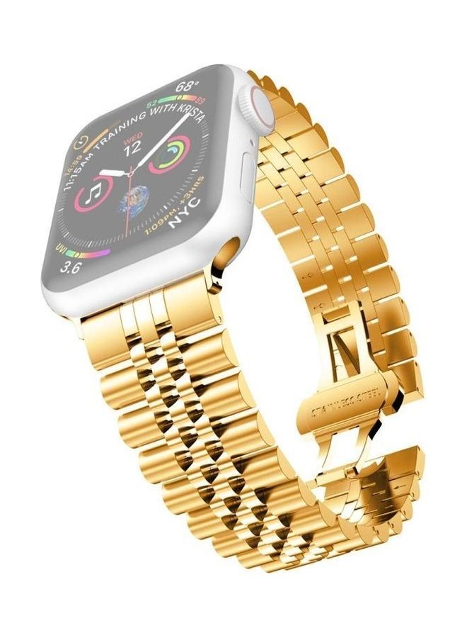 NIBEMINENT Replacement Strap For Apple Watch Series Gold - Image 1