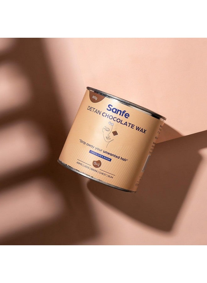 Sanfe Wax For Smooth Hair Removal 600Gm For All Skin Types | Removes Tan, Dead Skin, Brightens & Moisturizes Skin | For Arms, Legs, Chest, And Full Body (Detan Chocolate Wax) - Image 1