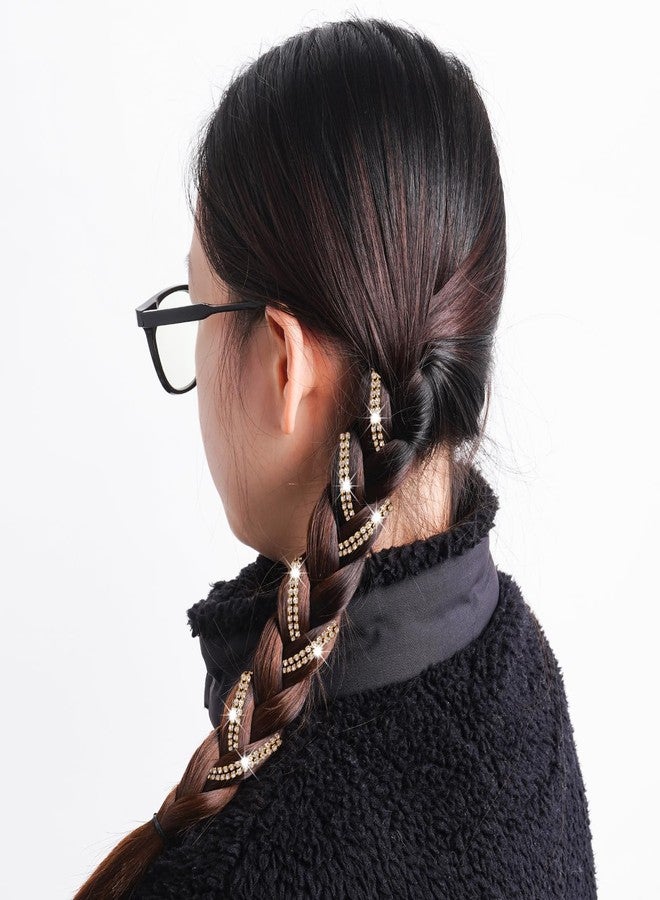 Cerun 6Pcs Premium Hair Jewelry for Braids Rhinestone Hair Chains with Clips Rave Hair Charms Accessories for Women Girls Festival Holiday Disco Hairstyle Decoration(Gold) - Image 4