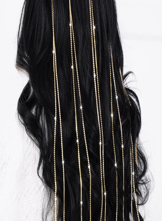 Cerun 6Pcs Premium Hair Jewelry for Braids Rhinestone Hair Chains with Clips Rave Hair Charms Accessories for Women Girls Festival Holiday Disco Hairstyle Decoration(Gold) - Image 5