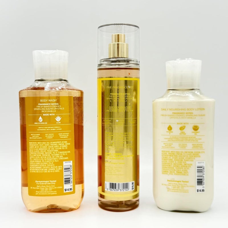 Merry Cookie Bath Body 3Piece Summer Bundle Body Wash Fine Fragrance Mist and Daily Nourishing Body Lotion - Image 2