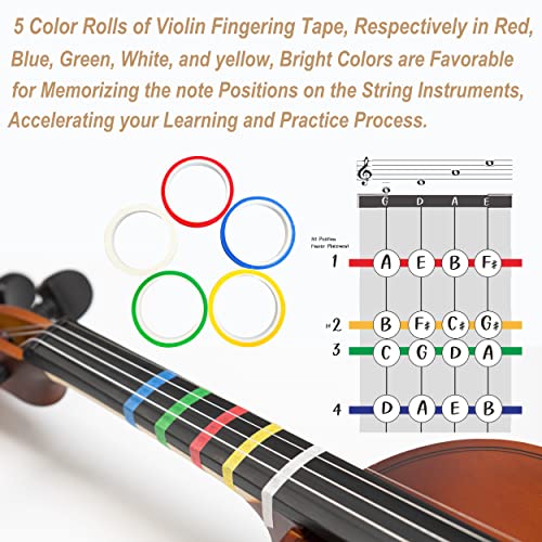 Crafteem 1/4 Fiddle Purple Colored Premium Violin Outfit for Beginners Adults Kids With 5 Color Fingering Tape- Handcrafted Student Beginner Violin.(Purple, 1/4) - Image 5
