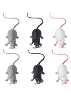 BOAO 6 Pcs Plastic Rat Fake Rat Toys Plastic Mice Simulation Mouse Toys April Foolsday Terrible Prank Party Halloween Props Cats And Dogs Interesting Toys Decoration  - Image 2
